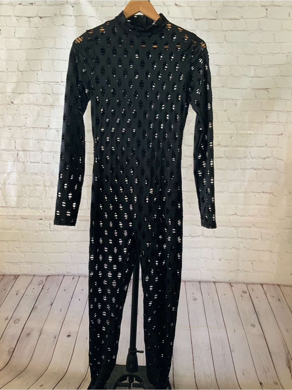 ❤️    ITZY Black Distressed Cutout JUMPSUIT